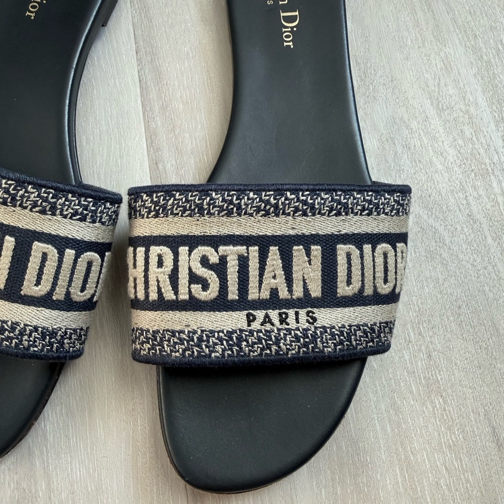 Dior Black and Beige Christian Dior Slide Sandals - Picture 2 of 11